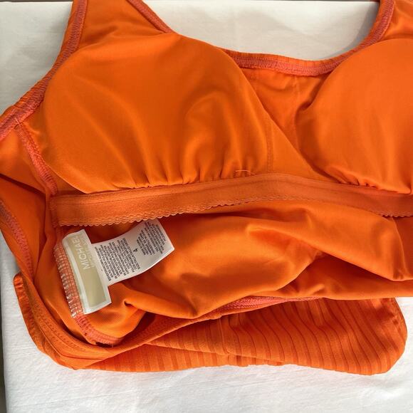 Michael Kors One Piece Swimsuit Womens 4 Orange Ribbed - Picture 7 of 7